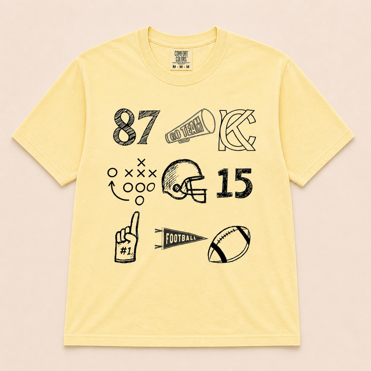 KC Football Collage Tee | Butter Yellow